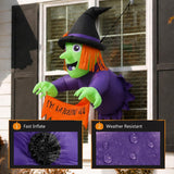 4FT Halloween Inflatable Outdoor Decorations, Blow Up Window Witch with Built-in Bright LEDs, Yard Lawn Garden Party Decor