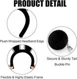 White/Brown/Black Bunny Ears Headband & Tail Costume Set
