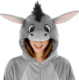 Adult Donkey Onesie Costume - 3D Hooded Animal One-Piece Pajama for Halloween Men Women