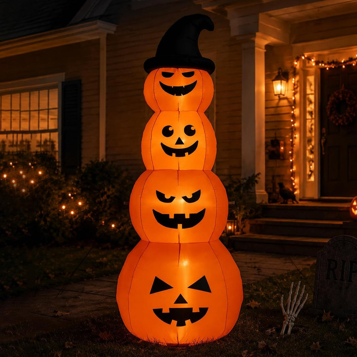 8FT Halloween Inflatable Stacked Pumpkins Outdoor Party Decor