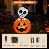 5FT Halloween Inflatable Pumpkin Skeleton LED Yard Decor