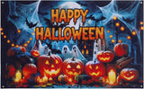 Happy Halloween Banner, Pumpkin Halloween Backdrops for Wall