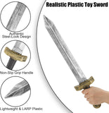 2pcs Toy Sword, LARP Sword for Kids, Cool Toys for Boys,Medieval Knight Weapons Prop Silver