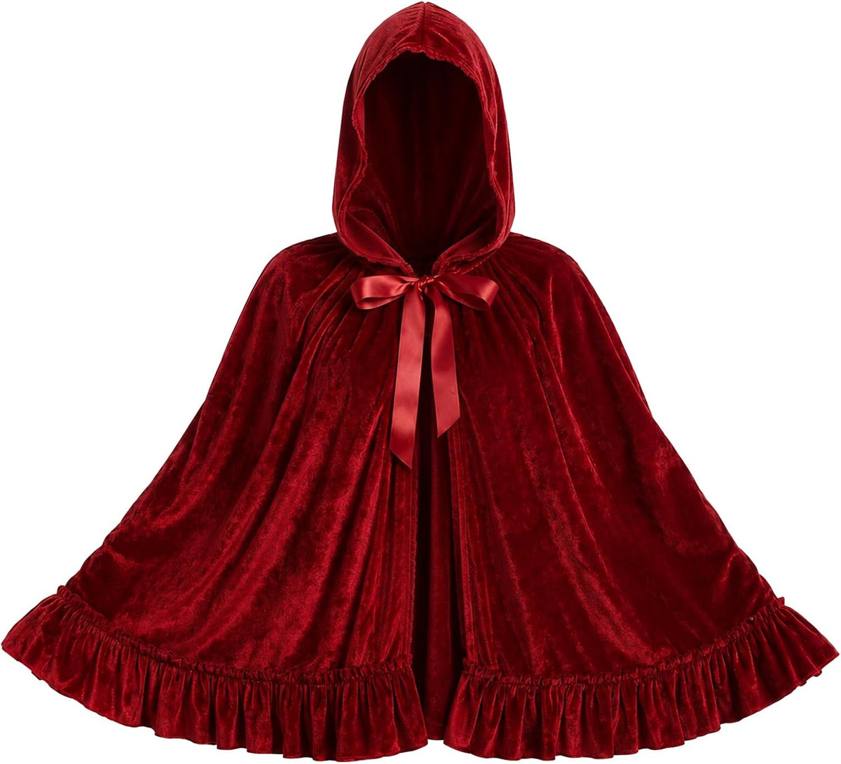 Red Hooded Short Cape for Women