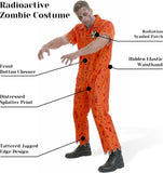 Adult Orange Zombie Prisoner Costume for Men Women Radiation Inmate Jumpsuit for Halloween Horror Cosplay Party