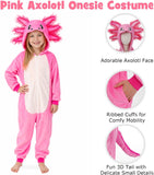 Kids Axolotl Costume for Girls & Boys - 3D Hooded Salamander Jumpsuit Costume for Halloween Party