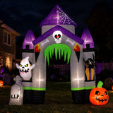 10FT Halloween Inflatable Archway Outdoor Decorations, Blow Up Ghost Arch with Built-in Bright LEDs, Yard Lawn Garden Party Decor