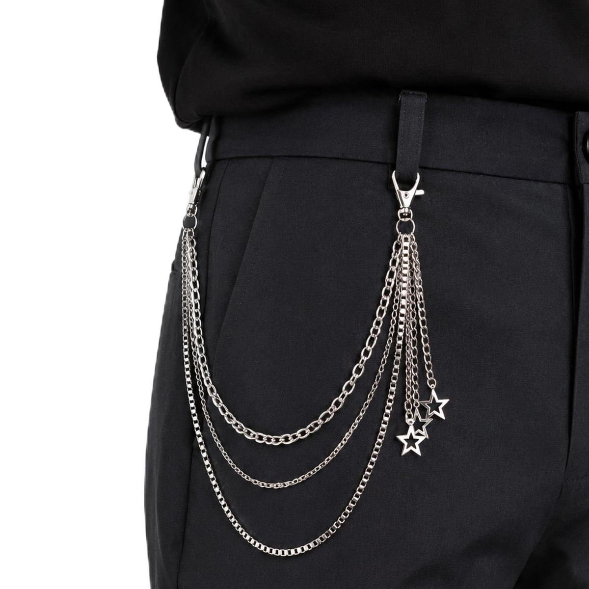 Hip Hop Chain Belt for Men Women, Triple Layer Pants Chain