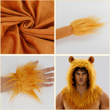 Mens Lion Costume Adult King of the Jungle Costumes With Mane Halloween Animal Cosplay Costumes for Men Women