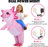 Inflatable Axolotl Costume Kids, Funny Ride-on Blow Up Outfit