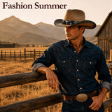 Cowboy Hat with Hat Band for Women Men
