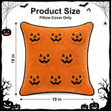 Halloween Pillow Covers 18x18 Set of 2, Orange Pumpkin Cases