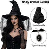 Halloween Black Witch Costume Accessories for Women, Party Dress-Up Outfit