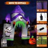 10FT Halloween Inflatable Archway Outdoor Decorations, Blow Up Ghost Arch with Built-in Bright LEDs, Yard Lawn Garden Party Decor