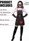 Women's Mad Scientist Costume, Creepy Science Cosplay Set