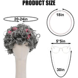 Halloween Gray Old Lady Costume Wig Set for Women