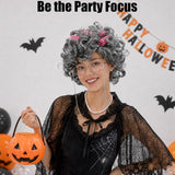 Halloween Gray Old Lady Costume Wig Set for Women