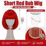 Short Red Bob Wig with Bangs for Women