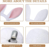 White/Brown/Black Bunny Ears Headband & Tail Costume Set