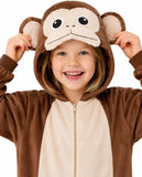 Kids Monkey Costume for Girls & Boys - 3D Hooded Animal Jumpsuit Costume for Halloween Party