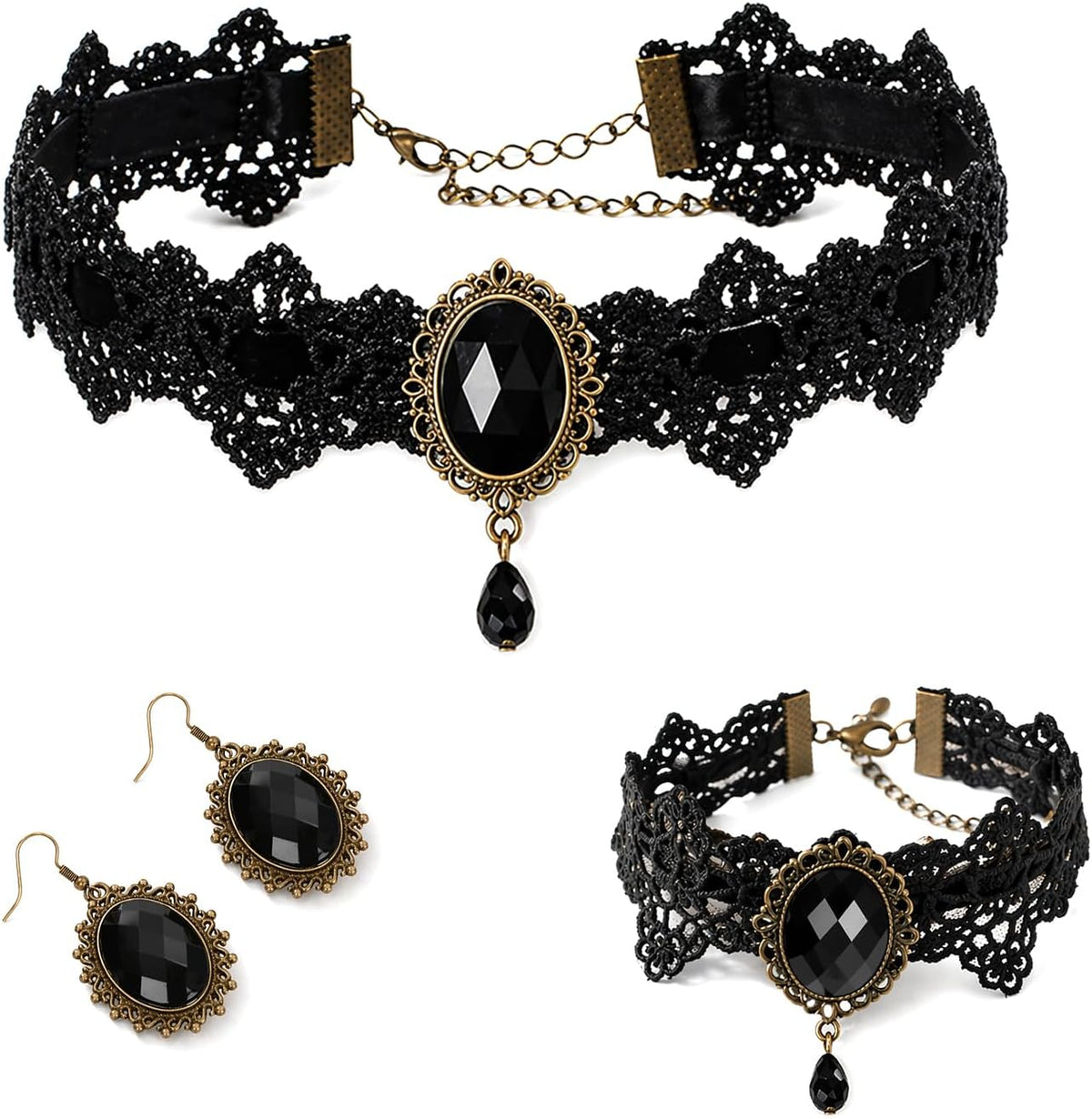 Raven Costume Accessories for Women, Necklace and Earrings Set
