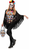 Women's Skeleton Costume, Halloween Poncho Cape