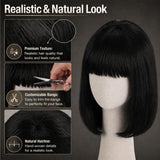 Short Black Bob Wig with Bangs for Women