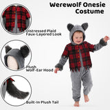 Toddler Werewolf Costume for Girls & Boys - 3D Hooded Animal Jumpsuit for Halloween Party