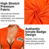 3 PCS Womens Orange Prisoner Costume Romper Halloween Playsuit