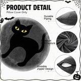 Halloween Pillow Covers 18x18 Set of 2, Black Cat Cases