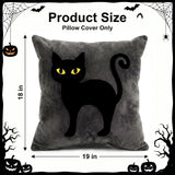 Halloween Pillow Covers 18x18 Set of 2, Black Cat Cases