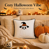 Halloween Pillow Covers 18x18 Set of 2, Witch Hat Ghost Cases