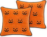 Halloween Pillow Covers 18x18 Set of 2, Orange Pumpkin Cases