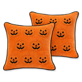 Halloween Pillow Covers 18x18 Set of 2, Orange Pumpkin Cases