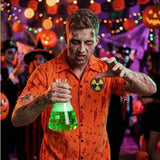 Adult Orange Zombie Prisoner Costume for Men Women Radiation Inmate Jumpsuit for Halloween Horror Cosplay Party