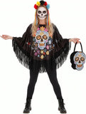Women's Skeleton Costume, Halloween Poncho Cape