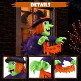 4FT Halloween Inflatable Outdoor Decorations, Blow Up Window Witch with Built-in Bright LEDs, Yard Lawn Garden Party Decor