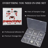 6-Pairs of Vampire Teeth, 6 Size Fangs Set for Adults