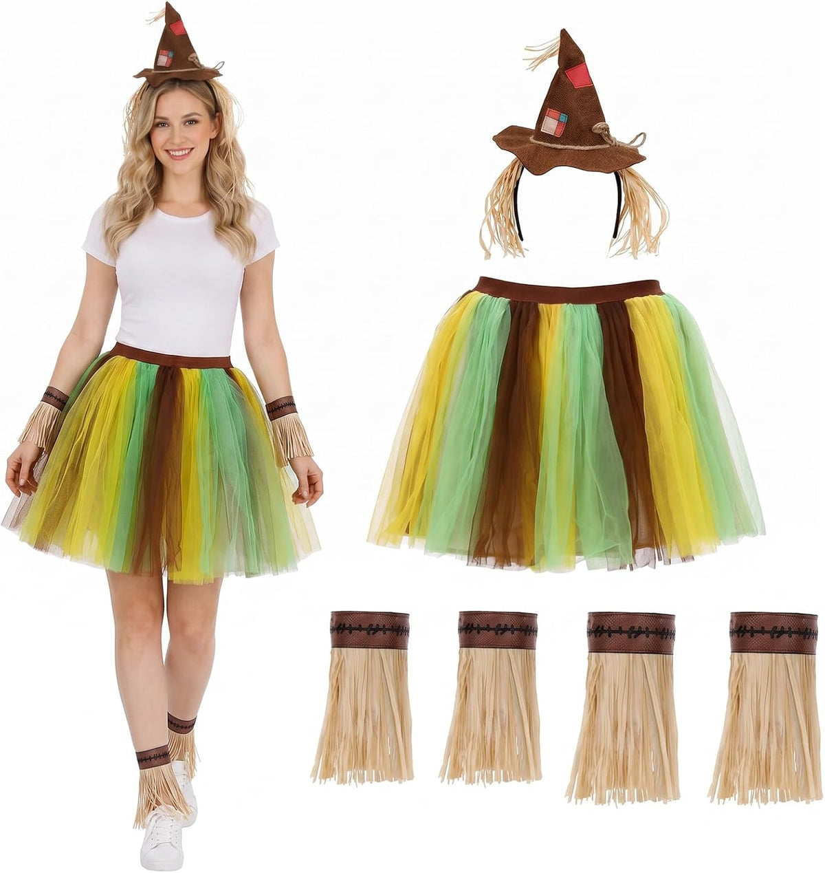 6Pcs Halloween Scarecrow Costume Accessories Set for Women