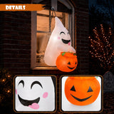 4FT Halloween Inflatable Outdoor Decorations, Blow Up Ghost Pumpkin with Built-in Bright LEDs, Yard Lawn Garden Party Decor
