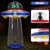9FT Halloween Inflatable UFO Outdoor Decorations, Blow Up UFO Alien with Built-in Bright LEDs, Yard Lawn Garden Party Decor