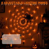 4FT Lighted Halloween Decorations Spider Web, Orange