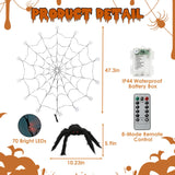 4FT Lighted Halloween Decorations Spider Web, Orange