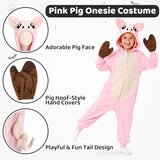Kids Pig Costume for Girls & Boys - 3D Hooded Animal Jumpsuit for Halloween Party