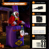 6FT Halloween Inflatable Outdoor Decorations, Blow Up Scary Clown Skeleton with Built-in Bright LEDs, Yard Lawn Garden Party Decor