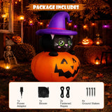 5FT Halloween Inflatable Pumpkin Outdoor Decorations, Blow Up Pumpkins Black Cat with Built-in Bright LEDs, Yard Lawn Garden Party Decor