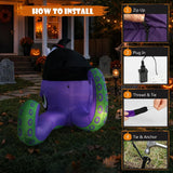10FT Halloween Inflatable Outdoor Decorations, Blow Up Purple Octopus Ghost with Built-in Bright LEDs, Yard Lawn Garden Party Decor
