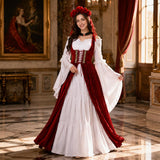 Renaissance Festival Costumes for Women, 4 PCS Medieval Dress Set