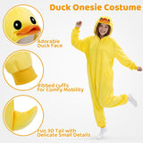 Adult Yellow Duck Onesie Costume - 3D Hooded Animal One-Piece Pajama for Halloween Men Women