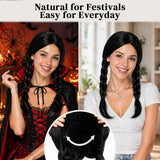 Black Braided Wig with Twin Tail for Women